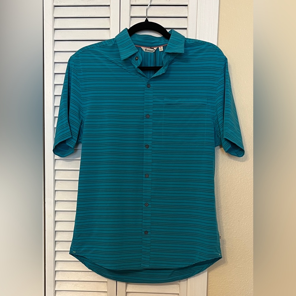 NWT Cotopaxi Men’s Cambio Button Up Shirt Mineral Blue Stripes Sz S MSRP $80